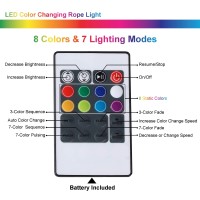 33Ft Flat Flexible Led Rope Lights, Color Changing Rgb Strip Light With Remote Control, 8 Colors Multiple Modes, Plug In Novelty Light, Connectable And Waterproof For Home Kitchen Indoor Outdoor Use