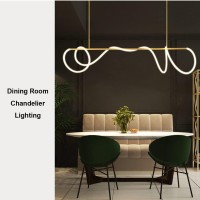 Bepuzz Mid Century Modern Chandelier Gold Adjustable Ceiling Pendant Light Fixtures With Elegant Silicone Shade, Modern Led Hanging Light For Bedroom Living Dining Room (Warm Light)