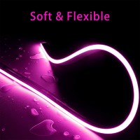 Phopollo Pink Led Neon Strip Lights 16.4Ft/5 M, 600 Leds Waterproof Flexible Led Neon Lights For Indoors And Outdoors D