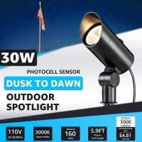 Sunvie 30W Spot Lights Outdoor 120V Dusk To Dawn Outdoor Led Spotlight Plug In With Photocell Sensor 3000K Waterproof Bright Fla