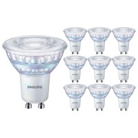 Pack Of 10 X Philips Led Classic 4W Gu10 Glass Dimmable Spot Light (Replacement For 50 W Halogen) - 2700K Warm White (10)