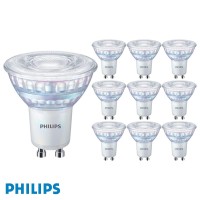 Pack Of 10 X Philips Led Classic 4W Gu10 Glass Dimmable Spot Light (Replacement For 50 W Halogen) - 2700K Warm White (10)