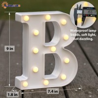 Led Marquee Letters Lights Sign-B, Hxweiye Led Letters Lights 26 Alphabet, Light Up Number 0-9 Letters Sign For Party Home Birthday Anniversary Battery Powered Lighted Letters(Warm White)