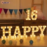 Hxweiye Marquee Light Up Numbers-1, Led Large Numbers Letters Sign 26 Alphabet And 10 Number For Party D