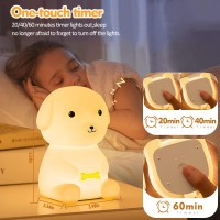 Qanyi Puppy Dog Night Light For Kids, Color Changing Led Cute Rechargeable Silicone Nursery Night Light Dog Lamp, Bedside Bedroom Animal Lamp For Baby Girls Boys Child Toddler Room Pet Lover