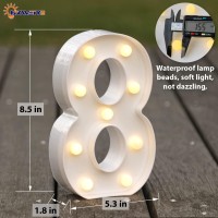 Hxweiye Light Up Numbers-8, Led Marquee Number Lights Sign 26 Alphabet And 10 Number Big Lights Led Letters For Party Birthday Bar Battery Powered Christmas Decor Letter Lights (Warm White)