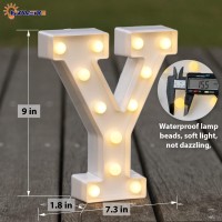 Led Marquee Letters Lights Sign Y, Hxweiye Led Letters Lights 26 Alphabet, Light Up Number 0-9 Letters Sign For Party Home Birthday Anniversary Battery Powered Lighted Letters(Warm White)