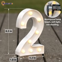 Hxweiye Light Up Numbers-2, Led Marquee Number Lights Sign 26 Alphabet And 10 Number Big Lights Led Letters For Party Birthday Bar Battery Powered Christmas Decor Letter Lights (Warm White)