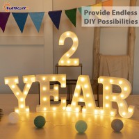 Hxweiye Light Up Numbers-2, Led Marquee Number Lights Sign 26 Alphabet And 10 Number Big Lights Led Letters For Party Birthday Bar Battery Powered Christmas Decor Letter Lights (Warm White)