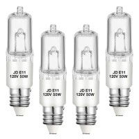 Etuolmp E11 Halogen Bulb Jde11 120V 50W 2700K Dimmable Halogen Light Bulbs 4 Pack T4 E11 Light Bulb For Ceiling Fan,Harbor Breeze,Mini Candelabra,Chandeliers Etc.