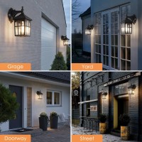 Aoceley 2-Pack Dusk To Dawn Outdoor Wall Lights, Sensor Exterior Light Fixtures Matte Black Porch Lights Outdoor Wall Lantern Waterproof Wall Sconce Wall Lamp For House Garage