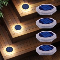 Solar Deck Lights Outdoor Warm White Solar Step Lights Waterproof Solar Driveway Lights Solar Powered Lights For Stairs Sidewalk