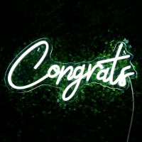 Imegina White Congrats Neon Sign - Dimmable Led Neon Sign For Wall Decor 17.7X9 Inch, 2023 Congratulations Graduation Decoration Neon Lights For Party, Wedding, Banner