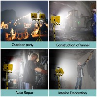 25000 Lumen Work Lights With Stand Dual Head Led Work Light With Usb Socket Waterproof Portable Lights With Individual Switc