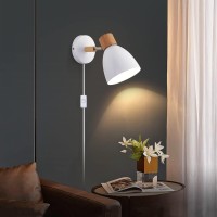 Eyooer White Plug In Wall Sconces Lighting Fixture Set Of Two Bedside Wall Mounted Reading Lamp With Onoff Switchadjustable I