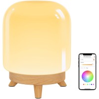 Linkind Smart Table Lamp, Glass Dimmable Bedside Lamp, Wifi Rgbw Desk Lamp Compatible With Alexa & Google Home, Led Nightstand Color Changing Table Lamp For Bedroom, Living Room