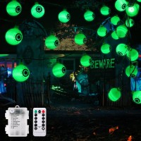 Dytesa Halloween Lights, 30 Led Waterproof Halloween Eyeball String Lights, Holiday Decoration Scary With 8 Modes Steady/Flickering Lights, Halloween Indoor/Outdoor For Party Garden Yard Decor, Green