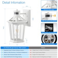 Vianis Motion Sensor Outdoor Exterior Light Fixture White Outdoor Porch Lights Wall Mount Waterproof Dusk To Dawn Coach Lanter