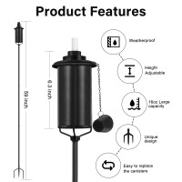 Snogswog 6 Pack Garden Torches, 16 Oz Metal Torch For Outside With 3-Prong Grounded Stake, Outdoor Decorative Citronella Torches, 59 Inch Garden D