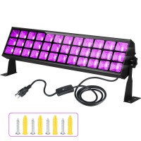 Tigqiang New Upgraded 100W 105 Leds Black Light Bar, Flood Light With Switch+Plug+5Ft Cord,Light Up 1600 Sq Area,Glow In The Dark Party Supplies For Halloween Fluorescent Poster Stage Lighting Room