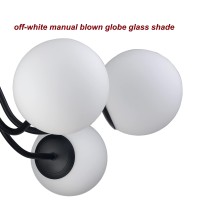 Shawnkey Modern 6Light Black Metal Ceiling Light With Globe White Glass Shade Semi Flush Mount Ceiling Light For Living Room Be