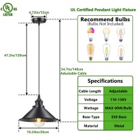 Licperron Industrial Pendant Light E26 E27 Base, Vintage Black Hanging Light Fixtures, Retro Bar Adjustable Pendant Lighting Fixtures For Kitchen Living Room, 3 Pack