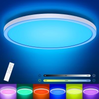 Blnan Rgb Led Flush Mount Ceiling Light 12Inch 24W Dimmable 3000K6500K Color Changing Light Fixture With Remote Control Round