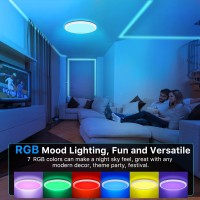 Blnan Rgb Led Flush Mount Ceiling Light 12Inch 24W Dimmable 3000K6500K Color Changing Light Fixture With Remote Control Round