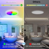 Blnan Rgb Led Flush Mount Ceiling Light 12Inch 24W Dimmable 3000K6500K Color Changing Light Fixture With Remote Control Round