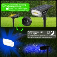 Aounq Solar Spot Lights Outdoor Landscape Lighting Blue 64 Leds1000 Lumens3 Modes 2In1 Solar Outdoor Lights Ip67 Solar S