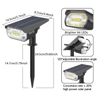 Aounq Solar Spot Lights Outdoor Landscape Lighting Blue 64 Leds1000 Lumens3 Modes 2In1 Solar Outdoor Lights Ip67 Solar S