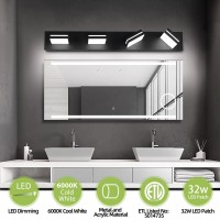 Okeli 4Light Bathroom Vanity Light Black Modern Led Vanity Light Over Mirror Dimmable Mirror Front Lamp With 350 Adjustable Lam