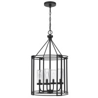 Luton Cage Metal Chandelier With Glass Shades Iron