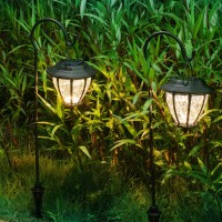 Viewsun Upgrade Hanging Solar Lights, 34 Inch Warm White Shepherd Hook Lights Waterproof Outdoor Decorative Solar Lantern Lights For Garden Decor, Pathway, Front Porch, 2 Pack