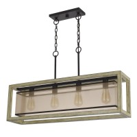 Palencia Rubber Wood Island Chandelier With Organza Shade