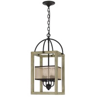 Palencia Rubber Wood Chandelier With Organza Shade