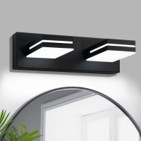 Okeli 2 Light Black Bathroom Vanity Light Over Mirror Modern Led Dimmable Bathroom Light Fixture Black 350 Rotatable Lamp Head 1