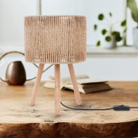 Paco Home Table Lamp Bedside Lamp Desk Lamp Side Table Reading Lampshade Decorative Boho Wicker E27, Lamp Type: Type 4, Colour: Nature