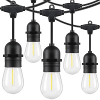 Lakumu 48Ft Led Outdoor String Lights For Patio With Waterproof Shatterproof E12 S14 Edison Bulbs 5000K Daylight White Dimmable Linkable Hanging Light Strings For Deck Pergola Bistro Cafe Balcony Bar