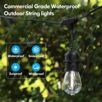 Lakumu 48Ft Led Outdoor String Lights For Patio With Waterproof Shatterproof E12 S14 Edison Bulbs 5000K Daylight White Dimmable Linkable Hanging Light Strings For Deck Pergola Bistro Cafe Balcony Bar