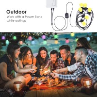 Elrigs Outdoor String Lights, 36Ft Led Color Changing Waterproof Patio Lights, Extendable Usb Camping String Lights With 12 Dimmable Shatterproof Rgb+Ic Bulb, Music Sync App & Remote Control