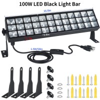 Shgpoda 2 Pack 100W Led Black Light Bar, Light Up 40X40Ft Area, 105 Leds Blacklight With 5Ft Power Cord, Us Plug And Switch, Black Lights For Glow Party, Body Paint, Birthday, Halloween, Christmas