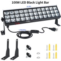 Shgpoda 100W Led Black Light Bar, Light Up 40X40Ft Area, 105 Leds Blacklight With 5Ft Power Cord, Us Plug And Switch, Black Lights For Glow Party, Body Paint, Birthday, Wedding, Halloween, Christmas