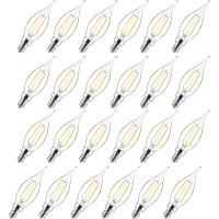 E12 Candelabra Led Light Bulbs 60 Watt Equivalent, Ca10 Flame Tip Candle Light Bulbs Dimmable, 2700K Soft White, E12 Led Bulb Clear Glass, For Chandeliers, Ceiling Fan, Pendant, 24 Pack