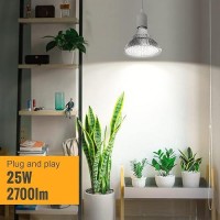 Hanging Grow Lights For Indoor Plants 25W 5000K Led Grow Light Bulbs Height Adjustable Plant Light With Timer Full Spectrum