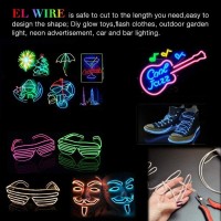 Maxlax El Wire Red 2M Portable Battery Pack Neon Lights Strip 360 Cuttable Glowing Rope Lights For Parties Halloween Diy Deco