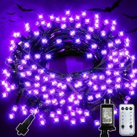 Turnmeon 66 Ft-200 Led Purple Halloween Outdoor String Lights, Plug In Black Wire Mini Light With Waterproof, Timer,Remote Control,8 Lighting Modes,Halloween Decorations Indoor Tree Yard