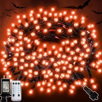 Turnmeon 100 Ft-300 Led Orange Halloween Outdoor String Lights, Plug In Black Wire Mini Light With Waterproof, Timer,Remote Control,8 Lighting Modes,Halloween Decorations Indoor Tree Yard