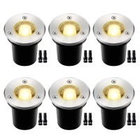 Low Voltage Landscape Lights Outdoor: Led In-Ground Well Deck Step Lighting With Connectors For Garden Pathway Driveway | 12V 24V 1W 100Lm Warm White 2700K 30 Beam Angle | Ip67 Waterproof | 6 Pack