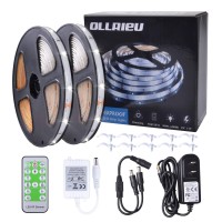 Ollrieu Led Strip Lights 32.8Ft Warm White Rope Lighting Outdoor Waterproof Dimmable 12V Power Plug Connectable Cuttable 300 Units 2835 Smd Flexible Indoor Tape Light For Bedroom Cabinet Kitchen